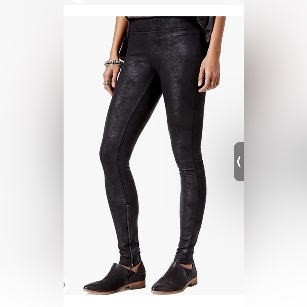 Free People Shiny Black Faux Leather Leggings